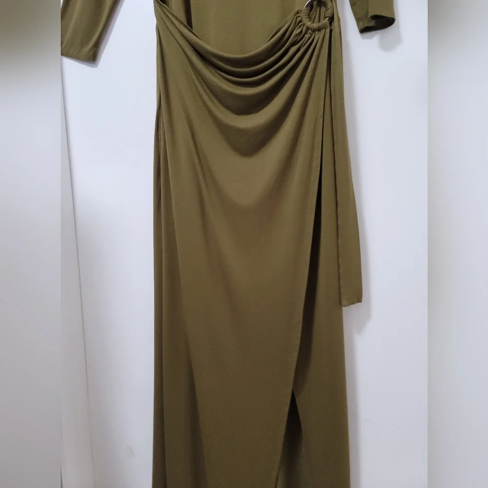 Free People Olive Asyssa Long Sleeve Jersey Maxi Wrap Dress Size Large - Picture 8 of 16